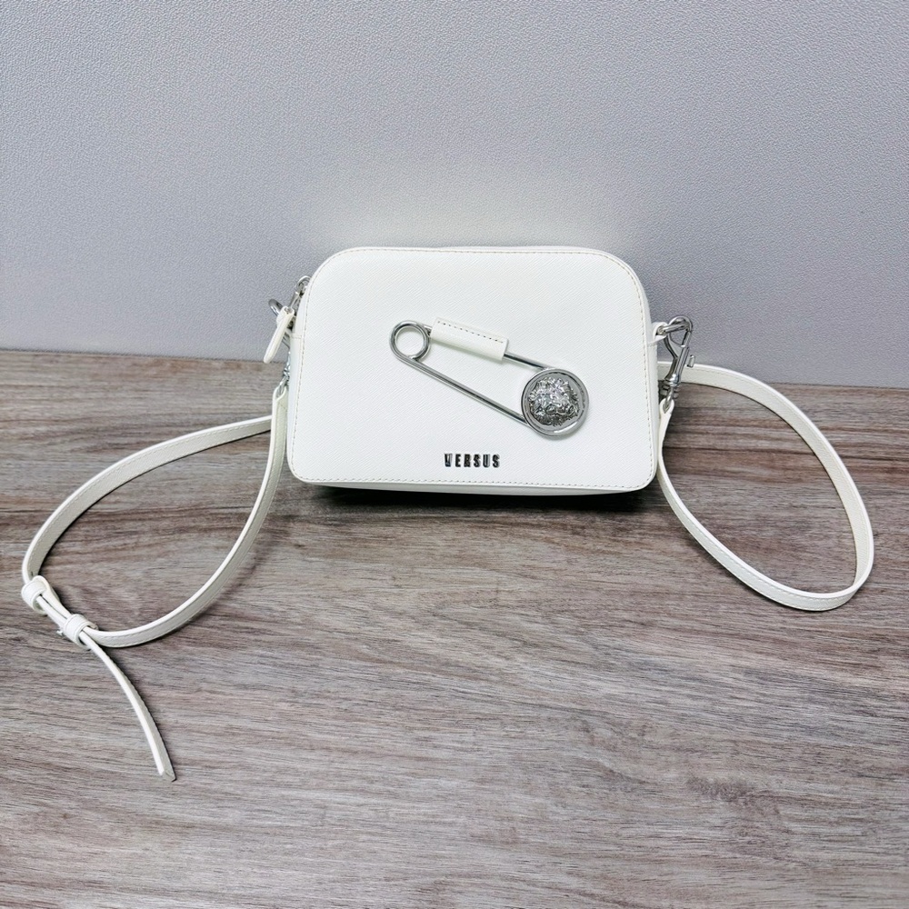 Versus Versace White Leather Crossbody Camera Bag